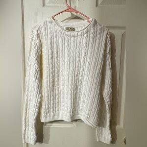 L.L. Bean Women's Cream Cable Knit Sweater